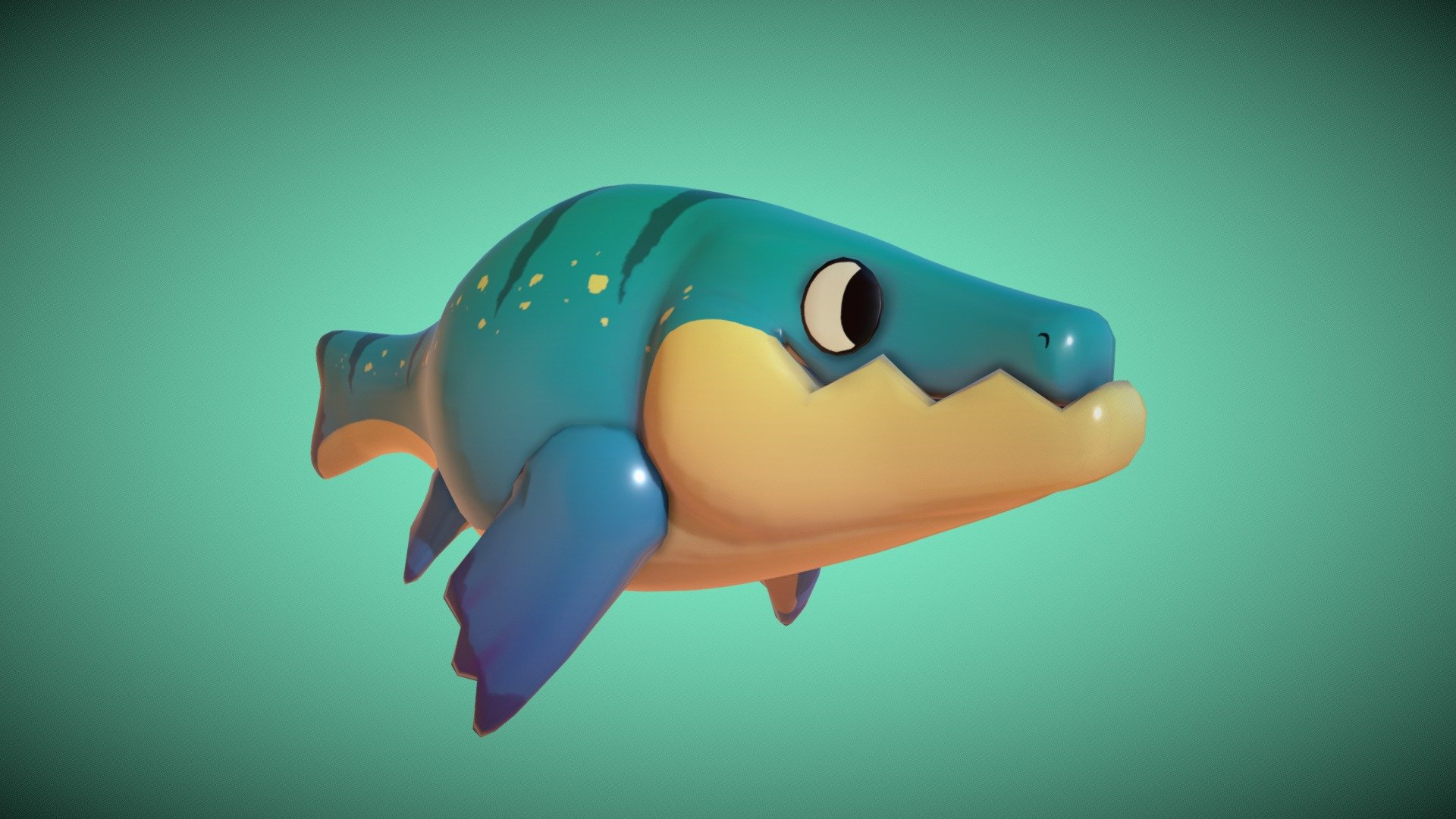 3D model of a cute mosasaur for my final university project.

Modeled, Rigged and animated in Maya LT 2020, Textured in Substance Painter 3d model