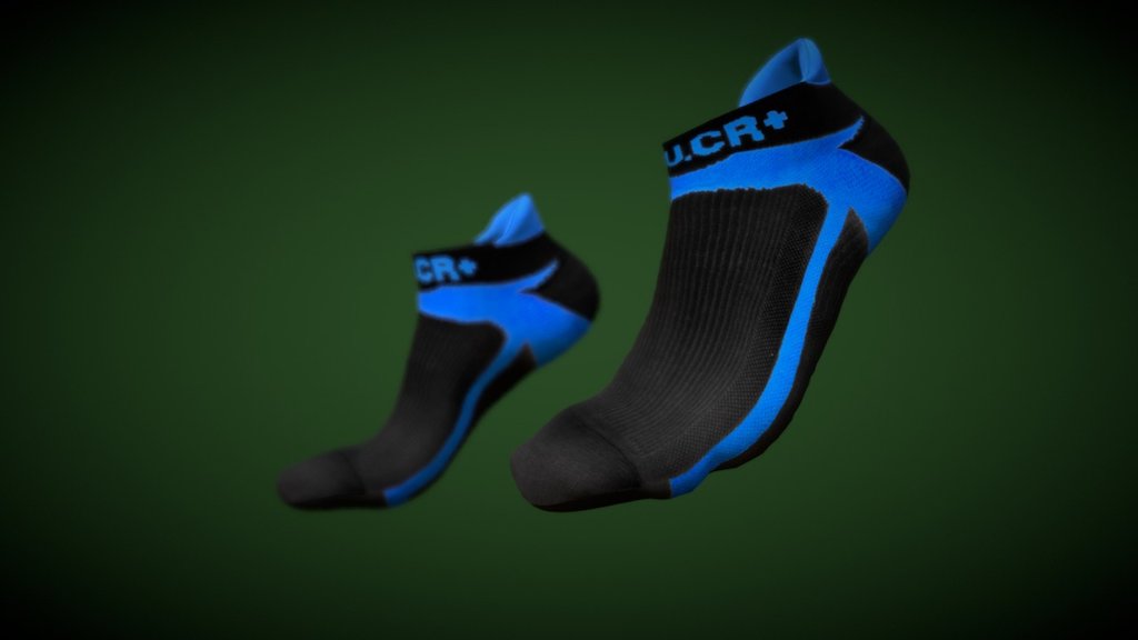 U.CR+ ANKLE SOCKS

U.CR+ AchillesIII Boat - Socks阿基里斯3機能 船型襪
產品詳情
★耐磨船型壓力襪：壓縮提高，提升恢復並保有舒適感。
★交互型束帶包覆，提升舒適感。
★特殊螺紋織法，減緩襪底悶熱
43% Coolmax、33%Nylon、15% Polyester、 9%Lycra - UCR ANKLE SOCKS Black_ Blue - 3D model by u-c-r-plus 3d model