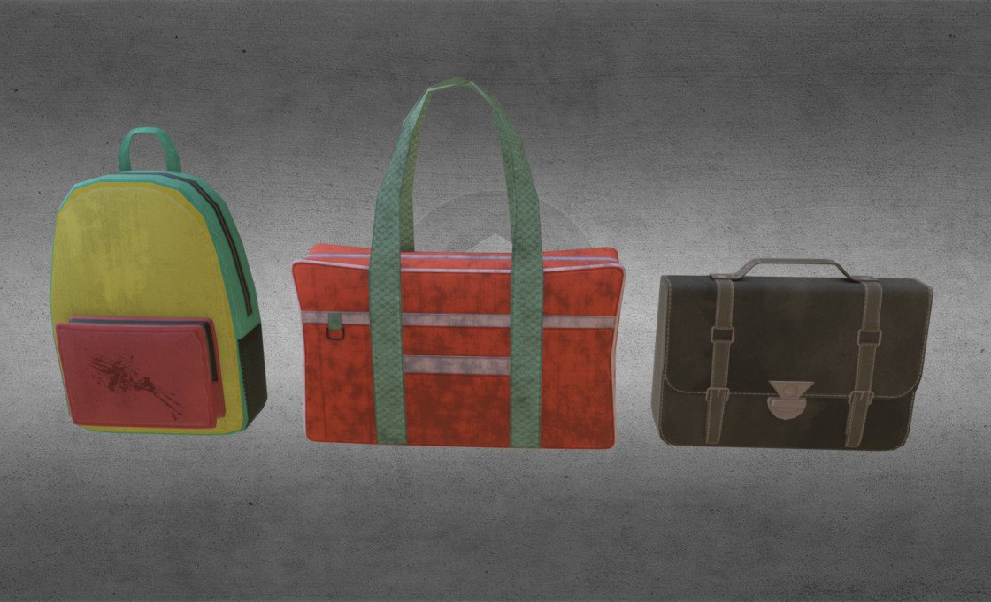 Japanese school bag props for the upcoming visual novel game Undead Darlings. Modeled in 3ds Max, exported from Unity Engine 3d model