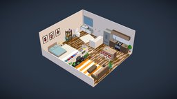 Low Poly Apartment n9 room, exterior, flat, pack, apartment, collection, furniture, props, package, houseware, envrionment, houseroom, architecture, cartoon, lowpoly, house, home, building, interior, modular