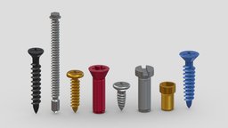 8 Screws kit, saw, tape, hammer, set, screw, complete, tools, generic, new, big, collection, wrench, vr, ar, pliers, realistic, tool, old, machine, screwdriver, toolbox, stanley, vise, gardening, dewalt, asset, game, 3d, low, poly, axe, hand