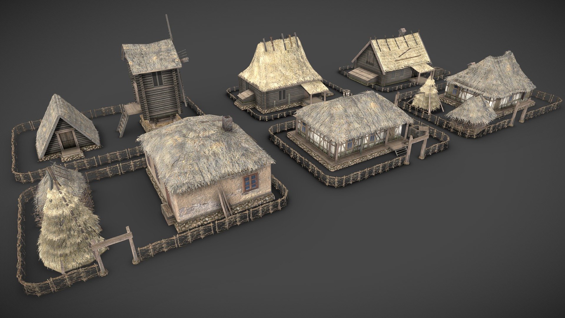 A pack of models sharing the same texture for a food optimisation of your game project.
4K pbr texture - Wooden Village - Buy Royalty Free 3D model by Realtime (@gipapatank) 3d model