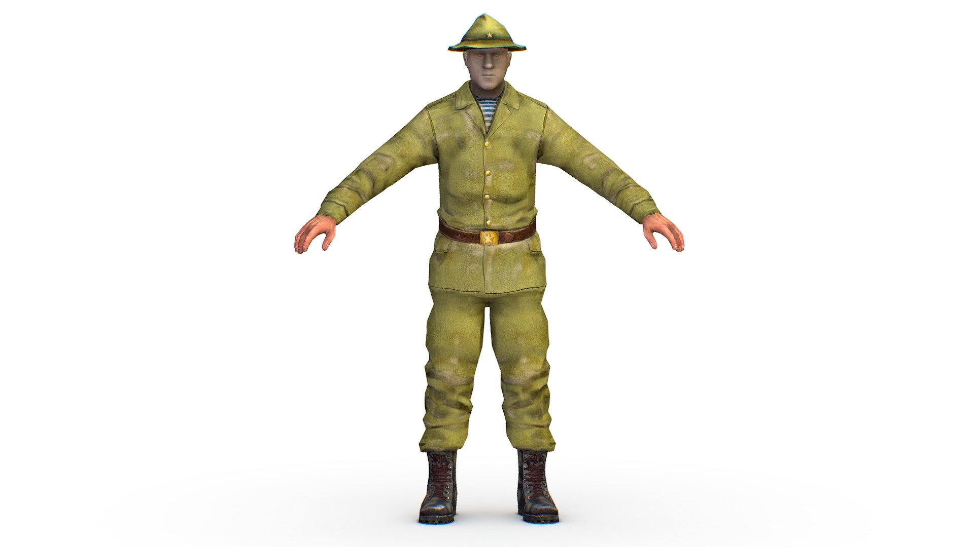 LowPoly Man Old USSR Soldier - LowPoly Man Old USSR Soldier - Buy Royalty Free 3D model by Oleg Shuldiakov (@olegshuldiakov) 3d model