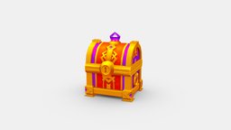 Cartoon amethyst treasure chest chest, money, golden, treasurechest, wealth, lowpolymodel, treasurebox, pirates