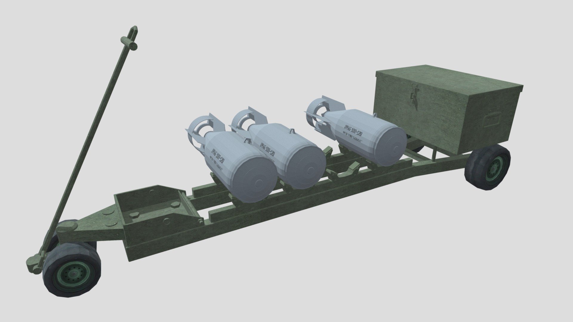 - 50-100 kg aerial bombs transport cart - Download Free 3D model by Tiltow 3d model