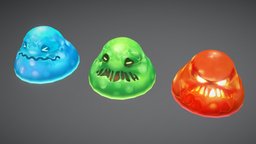 Cute Slime Monster (Animated) cute, water, slime, ooze, game, low, poly, mobile, monster