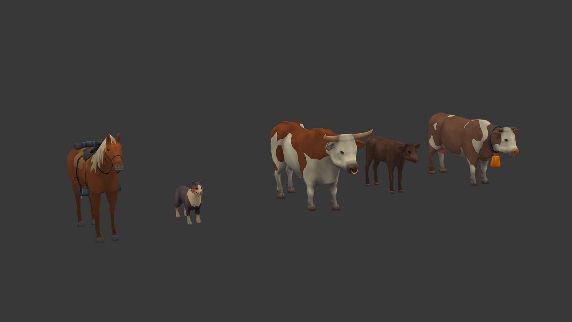 Animations included for large quadrupedal animals 3d model