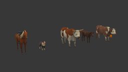 TOON Farm Animals (Large quadrupeds) cow, cute, dog, animals, bull, farm, calf, horse, animated