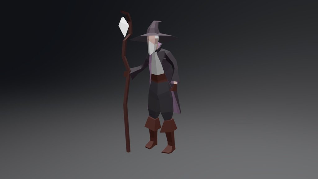 Low Poly wizard model made for ludum dare #37 3d model