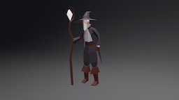 Low Poly Wizard wizard, lowpoly, animated