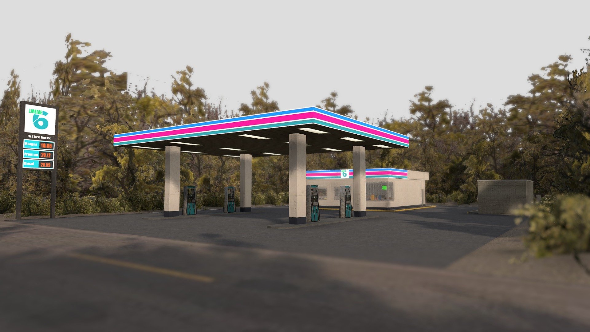 Estacion de Gas estilo PSX - Gas station - Download Free 3D model by Elbolillo (@Elbolilloduro) 3d model