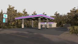 Gas station retro, psx, ps1, psx-graphics