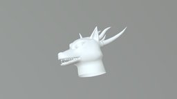 Zyle the wolf dragon Head 3d model. unfinished, hybrid, fbx, head, 3d, model, fantasy, dragon, wolf, wolfdragon