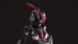The Boxing Bunny hair, bunny, leather, cloth, mech, figure, pit, fight, joint, boxing, mecha, android, arena, box, mask, girl, game, blender, pbr, scifi, helmet, sci-fi, female, zbrush, stylized, cycles, anime, robot