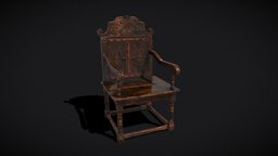 Antique Carved Chair bar, stool, wooden, high, restaurant, viking, medieval, chairs, seat, antique, tavern, furniture, seating, living, old, fancy, norse, chair, wood, interior