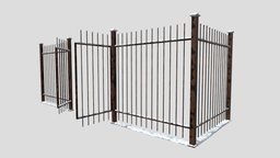 English Fence | Snow-covered fence, gate, winter, vray, exterior, visualization, road, cover, snow, rusty, fencing, snowy, metal, grid, iron, english, lattice, sidewalk, corona, unrealengine, hedge, unity, 3d, 3dsmax, blender