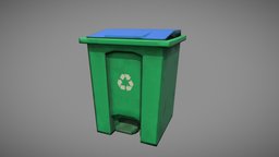 Plastic Trash Bin trash, trashbin, lowpolymodel, assets-game, lowpoly