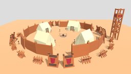 Cartoon Medieval Barracks rome, base, greek, ancient, historic, exterior, medieval, antique, camp, roma, roman, barracks, architecture, cartoon, lowpoly, low, poly, military, city, building, fantasy, knight