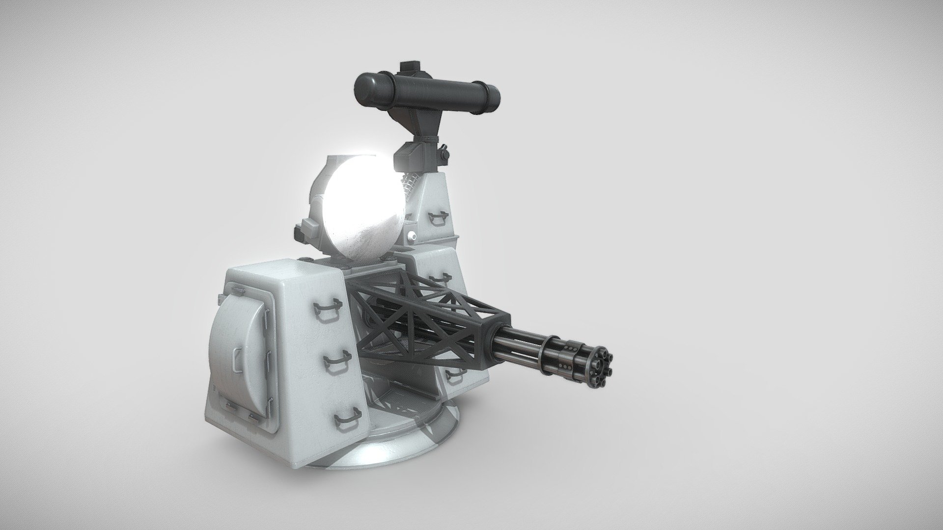 The Goalkeeper CIWS is a Dutch close-in weapon system.

This 3D model was created using 3ds Max, with textures designed in Substance Painter. The model has been meticulously unwrapped and divided into separate parts, enabling the base and turret to rotate seamlessly. If necessary, I am also capable of exporting the textures in various formats suitable for Unity, Unreal Engine, or V-Ray integration 3d model
