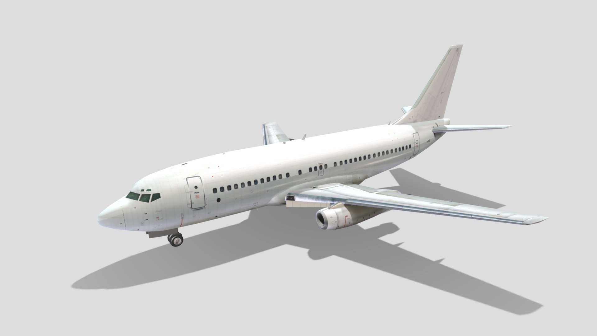 This is a 3D low-poly model of a Boeing 737-200, optimized for minimal complexity with less than 5000 polygons. Despite its low polygon count, the model accurately captures the iconic design and aerodynamic features of the Boeing 737-200, making it ideal for real-time rendering in games or simulations.

The model comes with a blank layered texture, providing a clean slate for customization. This allows you to apply your own color schemes, decals, or airline branding. The layered structure of the texture file offers flexibility in modifying different parts of the aircraft separately, such as the fuselage, wings, engines, and tail.

In summary, this Boeing 737-200 low-poly model is a perfect blend of simplicity, accuracy, and customizability, making it a versatile asset for any 3D project.

This model is available in Sketchfab, CGTrader and Turbosquid, thanks for looking! dont forget to check my other models - Boeing 737-200 Classic  B732 Static Lowpoly - Buy Royalty Free 3D model by hangarcerouno 3d model