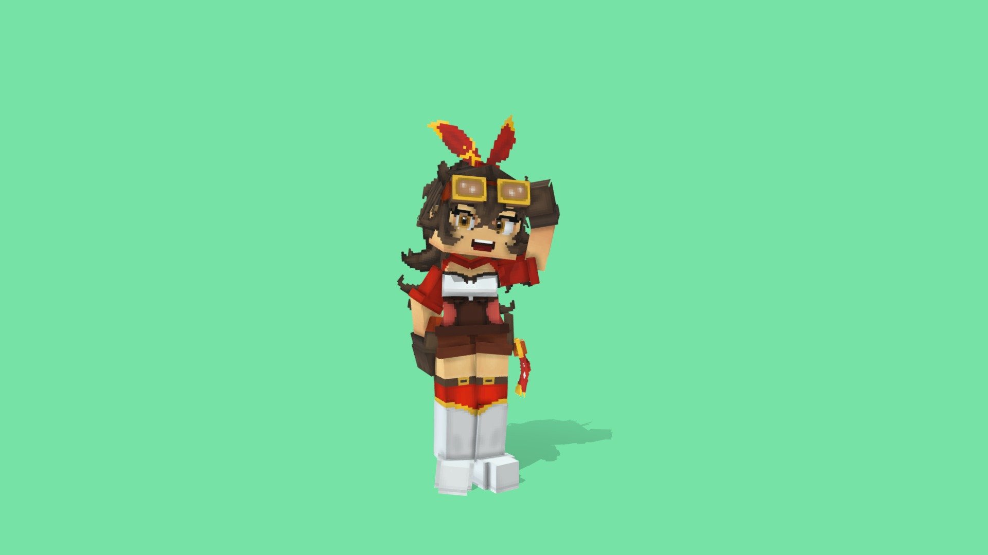 Amber from the game Genshin Impact by miHoYo in the hytale artstyle 3d model