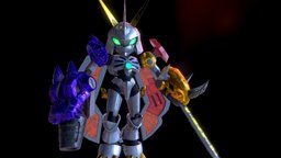 Omegamon / Omnimon Stylized fanart, horn, lopoly, cannon, real, digimon, medabot, omegamon, asern, afri, omnimon, substance, painter, character, art, texture, lowpoly, design, sword, stylized, concept, robot