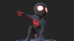 Spider-Man Miles Morales comics, marvel, spiderman, print, printable, miles, spider-man, morales, spiderverse, character, 3dprint, low-poly, cartoon, asset, game, blender, lowpoly, animation, rigged, spider-verse