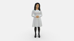 Woman In Dress Holding Hand On Stomach 0829 style, people, beauty, clothes, dress, miniatures, realistic, woman, character, 3dprint, model