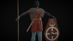 Suebi Auxilia Warrior armor, spear, warrior, clothes, vr, boots, realistic, roman, game-ready, hasta, tunica, 1st-century-bc, low-poly, shield, auxilia, howromefellinto3d, vestigia, noai, suebi