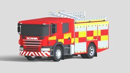 Scania P280 Appliance firetruck, roblox, unity, blender