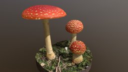 Mushroom_9 (fly agaric) plant, forest, mushroom, fungus, biology, environement, props, nature, agaric, fungi, champignon, foret, amanita, muscaria, flyagaric, mycology, environment-assets, mycelium, amanite, agisoft, asset, blender, lowpoly, scan, fly, gameready, noai
