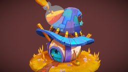 Witch House hat, mini, cute, orange, prop, painted, purple, props, yellow, fall, potion, autumn, cozy, painted-texture, witchhouse, witchhat, handpainted, asset, lowpoly, witch, house, home, stylized, blue, hand, environment, witch_house