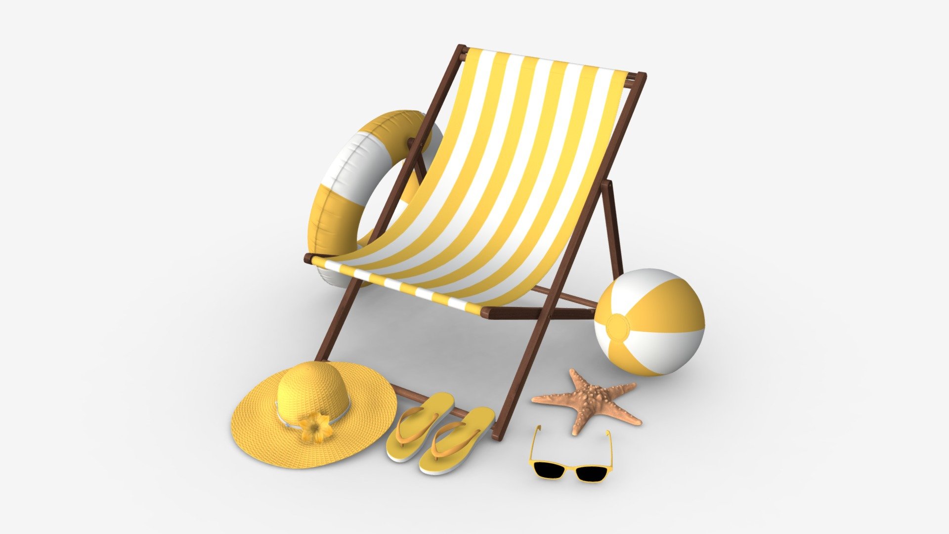 Beach composition 01 yellow - Buy Royalty Free 3D model by HQ3DMOD (@AivisAstics) 3d model