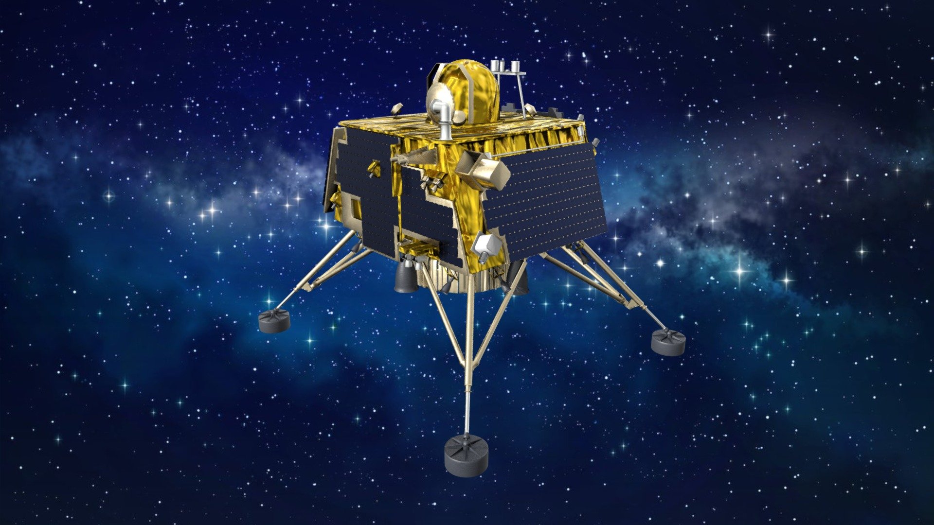 The ISRO Vikram Lander is a crucial component of India's Chandrayaan-2 mission, representing a significant advancement in lunar exploration. Named after Dr. Vikram Sarabhai, this lander plays a pivotal role in the mission's objective of landing on the Moon's south polar region.

Weighing approximately 1,471 kilograms, it is equipped with an array of scientific instruments, including a seismometer, thermal probe, and a Langmuir probe, all designed to study the lunar surface and analyze its properties. It also carries a rover called Pragyan, which is tasked with conducting on-site experiments and analysis.

The Vikram Lander's successful descent and soft landing on the lunar surface are essential to the mission's success, as it will pave the way for further scientific exploration of the Moon's uncharted territories. ISRO's Vikram Lander represents India's dedication to lunar exploration and scientific discovery, marking a significant milestone in the country's space endeavors 3d model