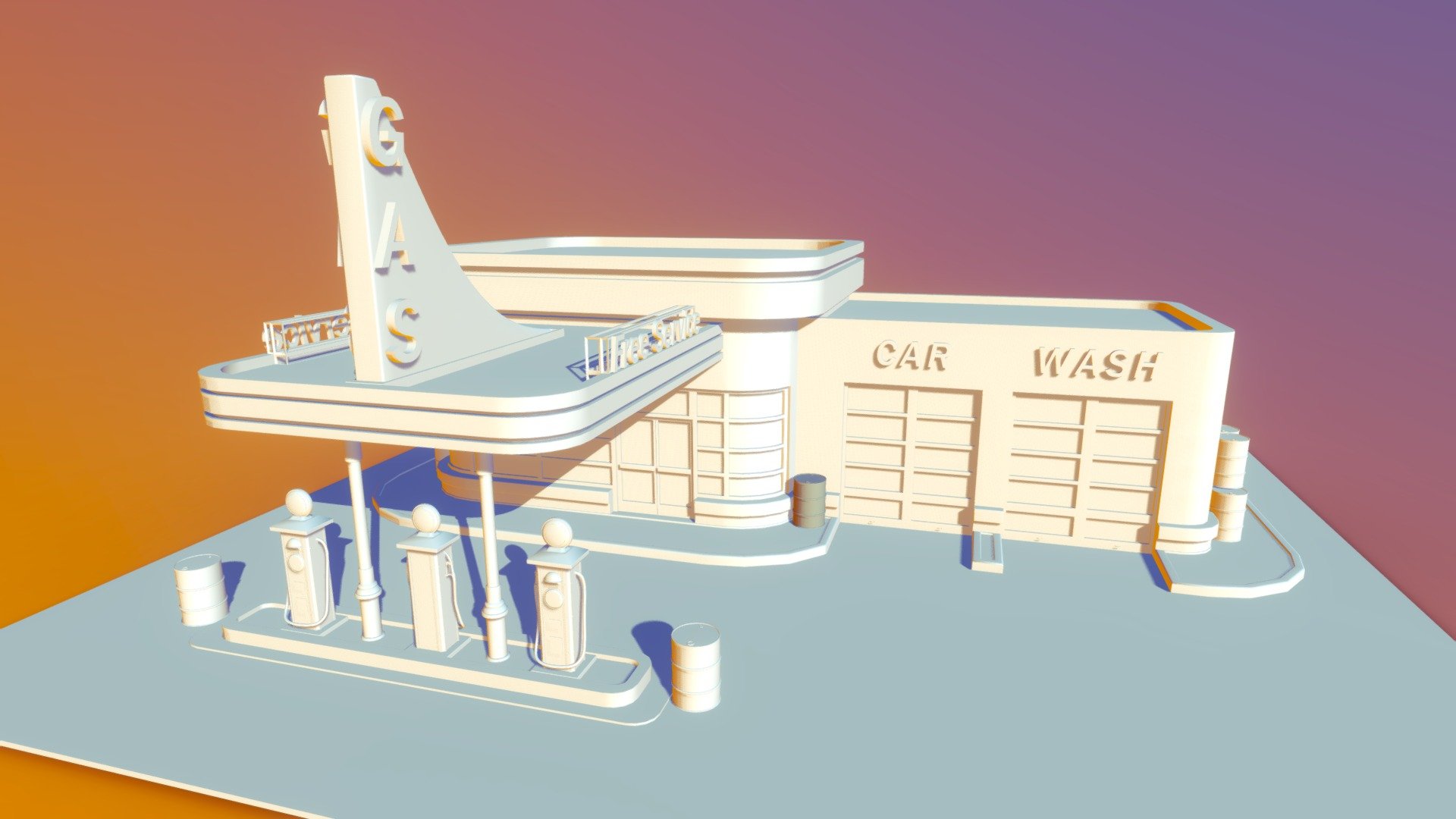Retro Gas Station - 3D model by Radsethero 3d model