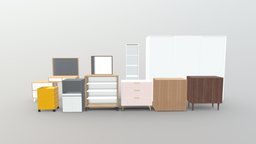Cabinet Pack | Blender-UE5-C4D-3DS-max | 7 set, architectural, pack, furniture, table, cabinet