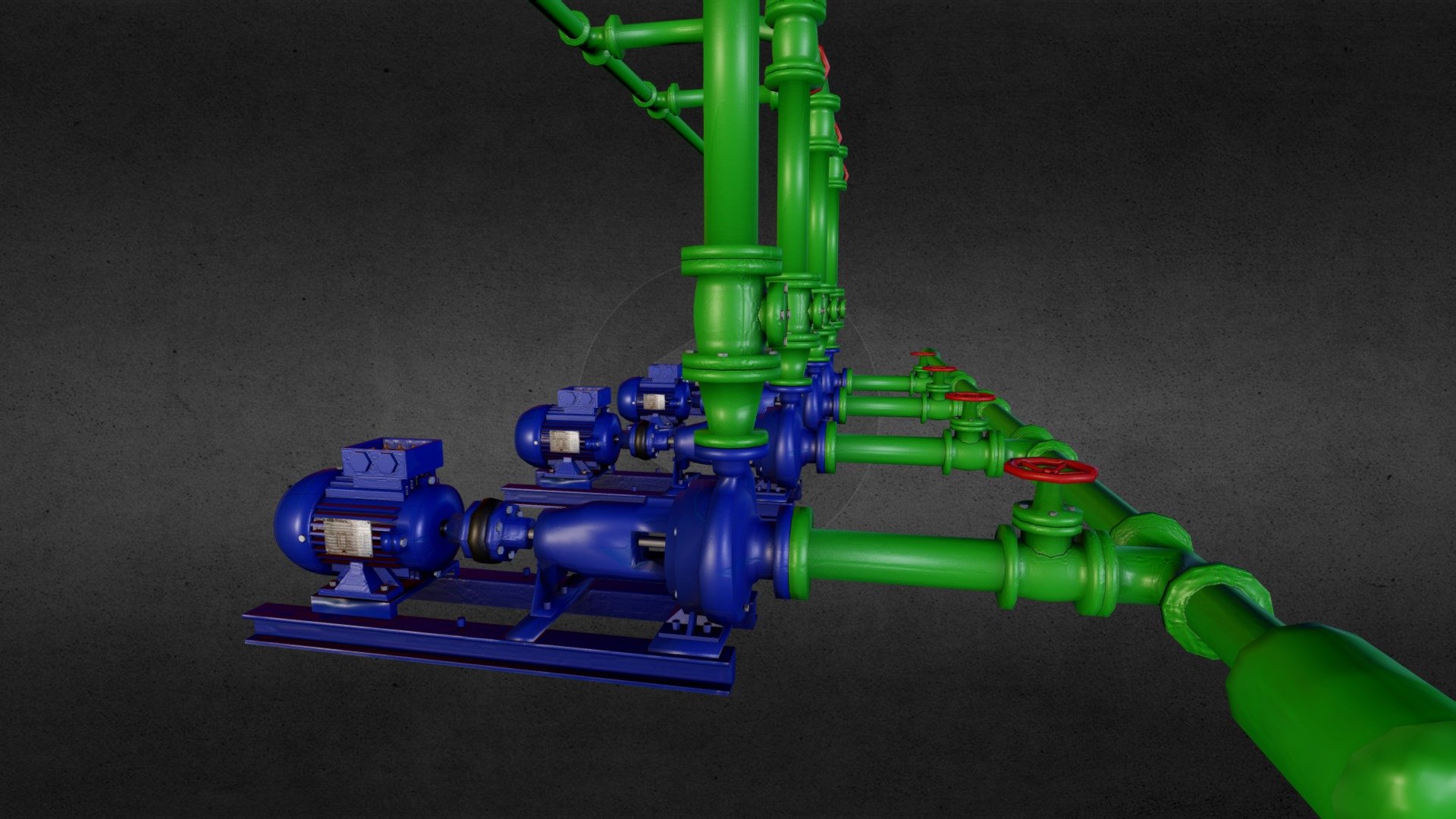 Water pump system 3d model
