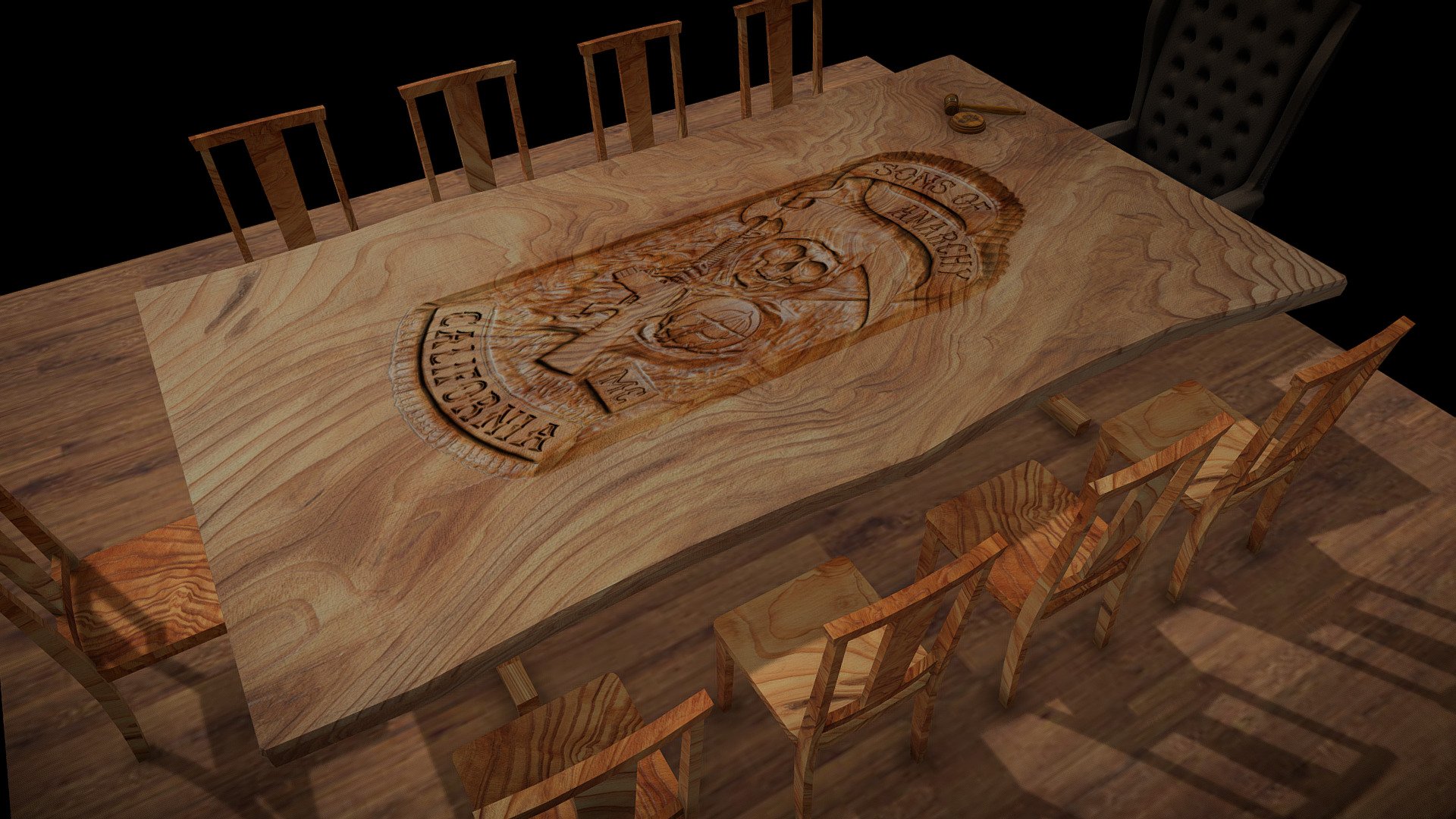 The Table from Sons of Anarchy 
modeled in Maya 2016
Textures in Photoshop 

&ldquo;Home is where the Reaper is