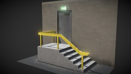 Shopping Mall Exit stairs, concrete, exit, blender