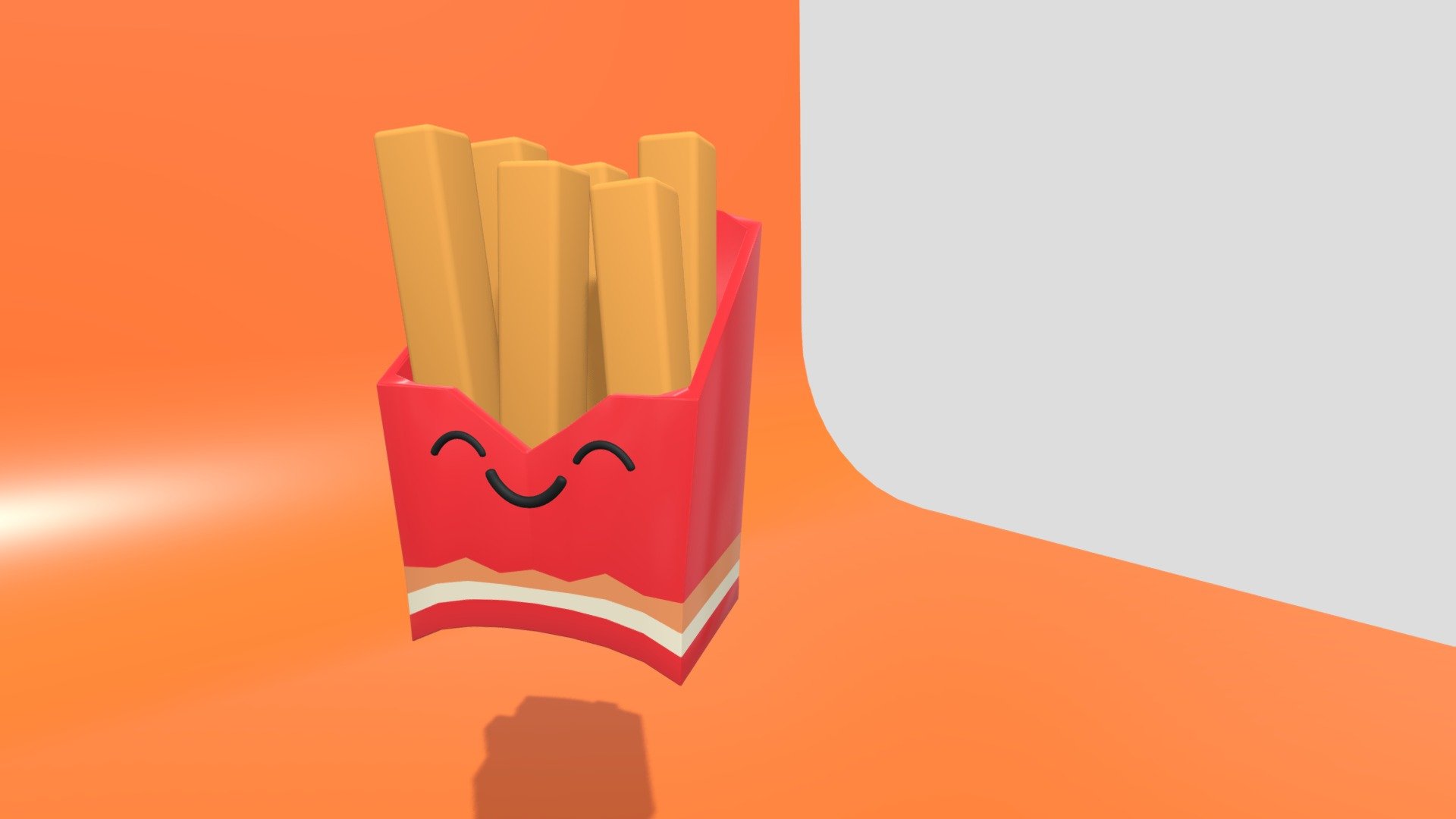 cute model of french fries in a box - cute french fries - Download Free 3D model by boudz 3d model