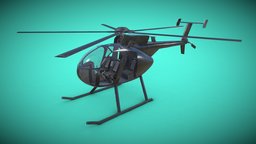 Little Bird MH-6 (low poly) littlebird, ah64, low-poly, lowpoly, gameasset, helicopter, gameready