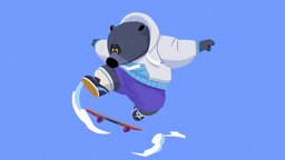 Skater Bear bear, skateboarding, illustration, substancepainter, character, handpainted