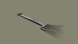Digging Fork tools, rusty, farming, manure-fork, photogrammetry, 3dscan, digging-fork, potato-fork, faming-fork