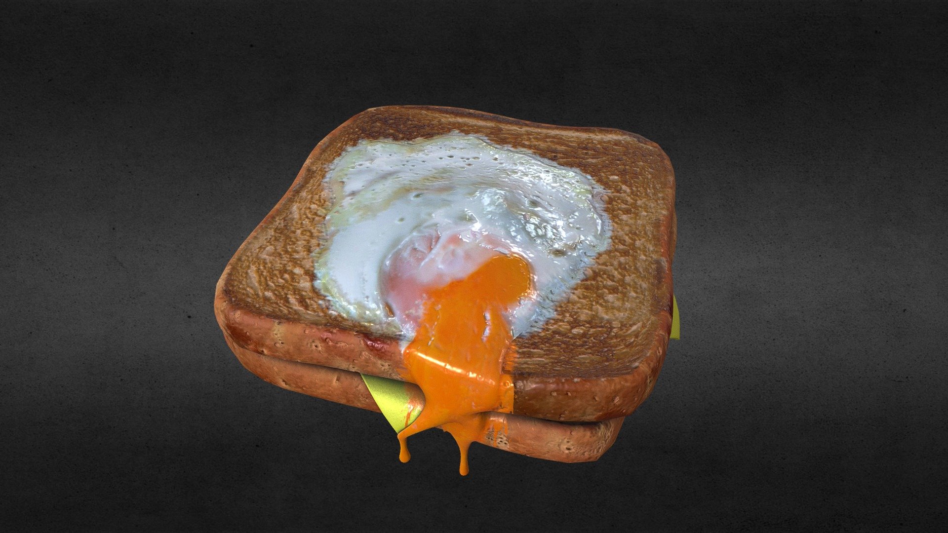 Speed challenge for my self. Did this in two nights.
Egg Toast :P

detail view at my artstation :)
https://www.artstation.com/artwork/YaBbnd - Egg Toast - 3D model by asern_afri 3d model