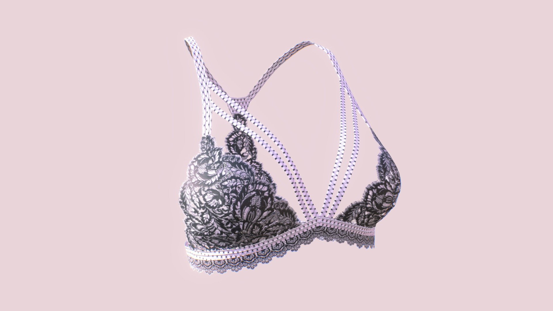 Lace Contour Plunge Bra combines gorgeous floral lace and thin delicate straps - Bra model 2 - 3D model by ordiz 3d model