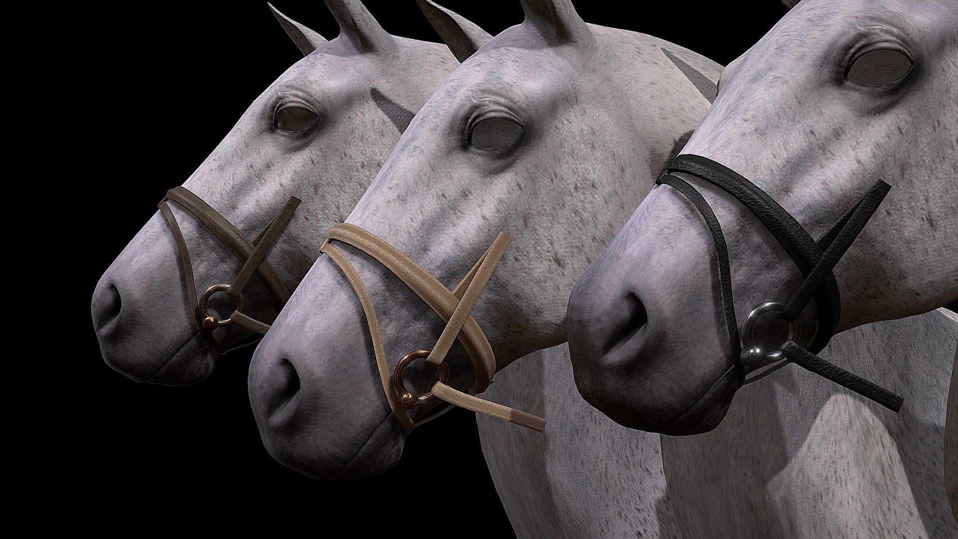 Full model setup with eyes, few materials and another parts will be cost $180 through sketchfab store - Horse Bridle Sample - 3D model by Pirate Tony (@pirate.tony) 3d model