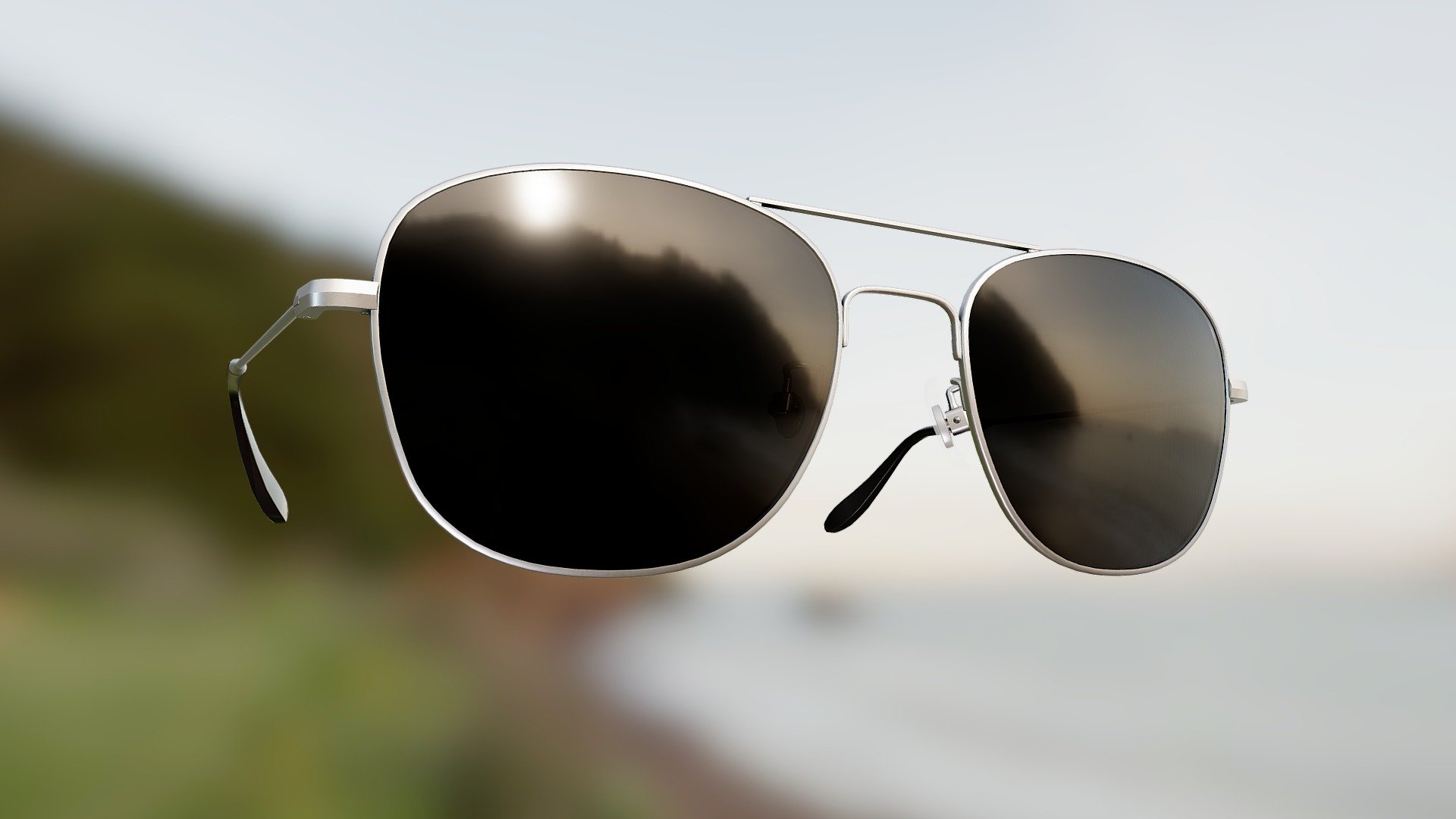 Generic Double-Bridge Square Sunglasses (Silver) - 3D model by VirTry Teams 3d model