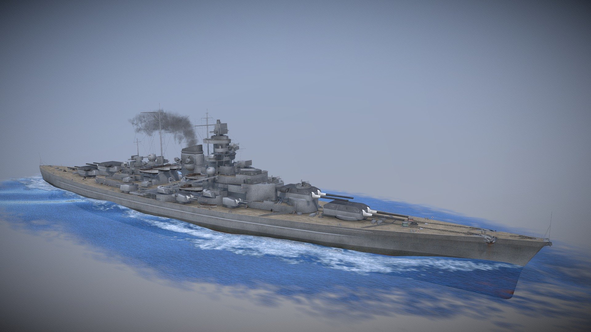 The KMS Tirpitz was a Bismarck-class battleship of the German Kriegsmarine during World War 2. She was sunk by Royal Air Force bombers in 1944 after numerous air raids over the years.

Additional renders can be viewed here: www.artstation.com/artwork/bKY3wo - Tirpitz - Buy Royalty Free 3D model by ThomasBeerens 3d model