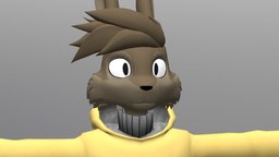 The Brown Hare In The Yellow Hoodie anthro, hare, furry