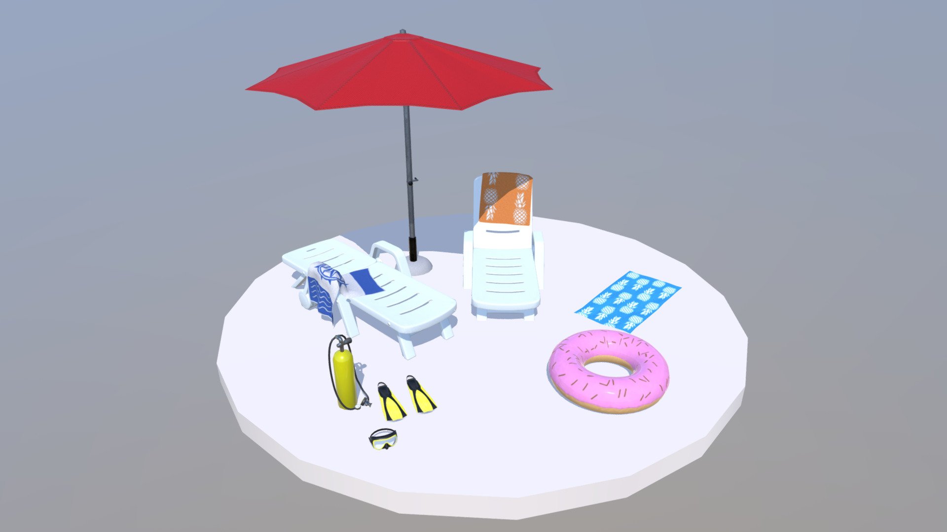 Some of the decoration and props in my Swimming Pool Pack collection 3d model